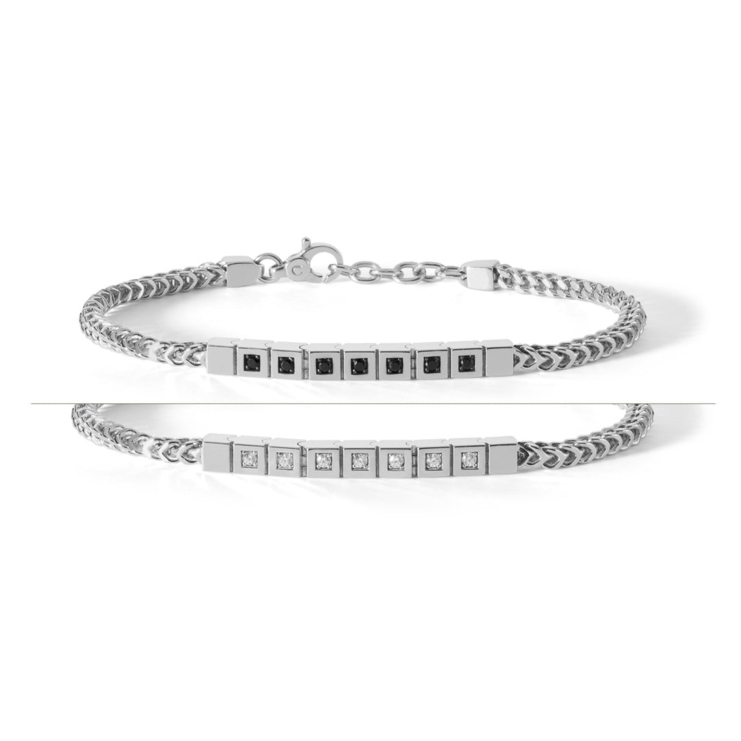 Comete Tennisarmband aus Silber und weißen und schwarzen Zirkonen UBR895
