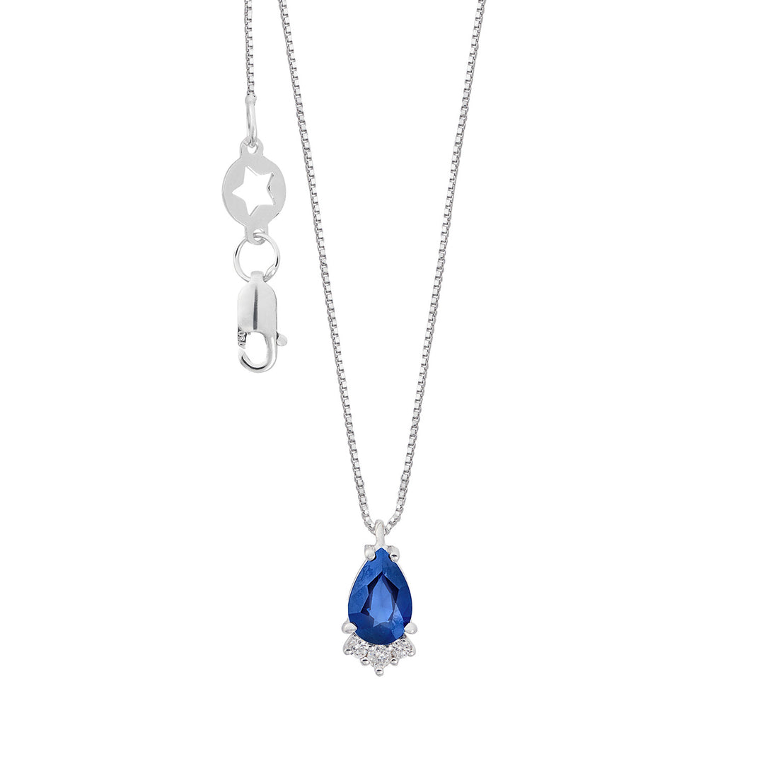 Comete ketting 750‰ goud, diamanten en saffierdruppel GLB1697