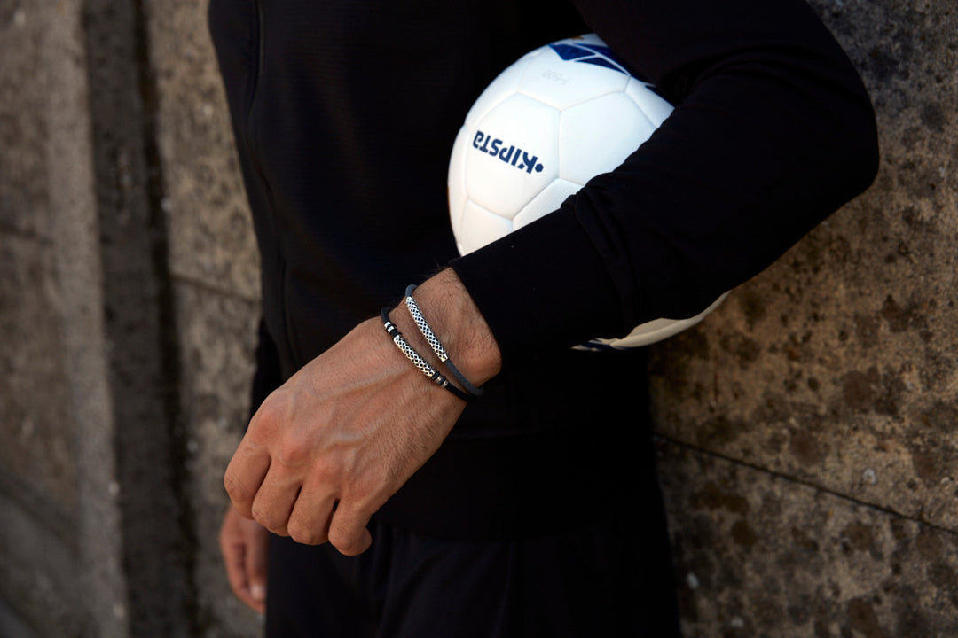 Comete-Armband aus Stahl und Kautschukgeflecht UBR622