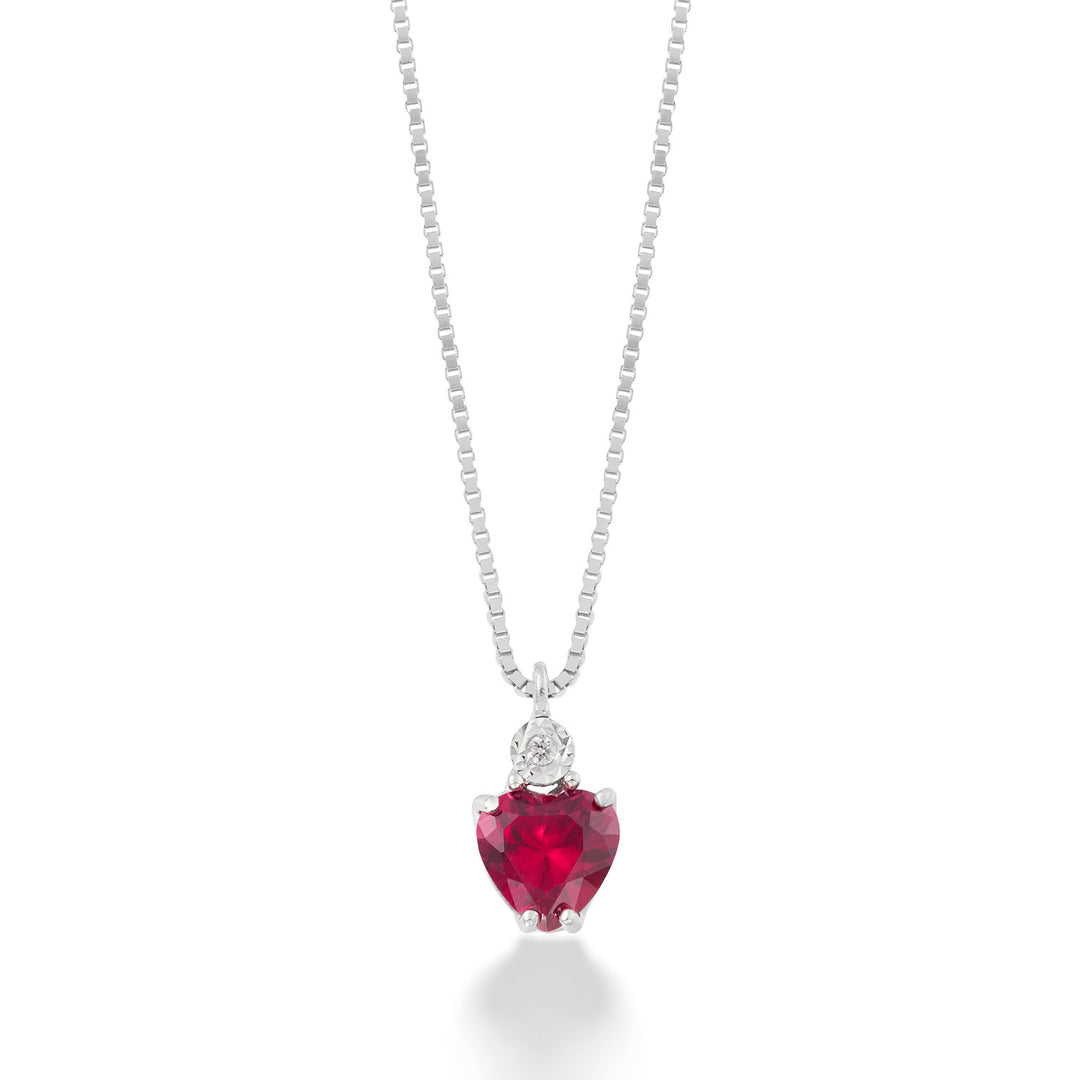 Collier Comete en or blanc, diamants et rubis recristallisé KGLB1422