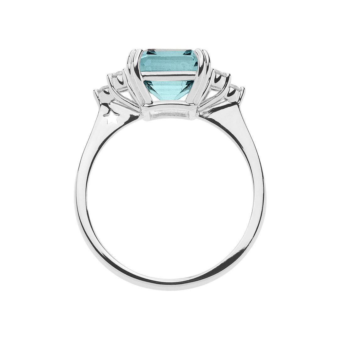 Comete-Goldring mit Diamanten und achteckigem Aquamarin ANQ337