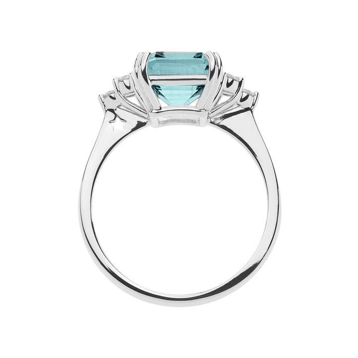 Comete-Goldring mit Diamanten und achteckigem Aquamarin ANQ337