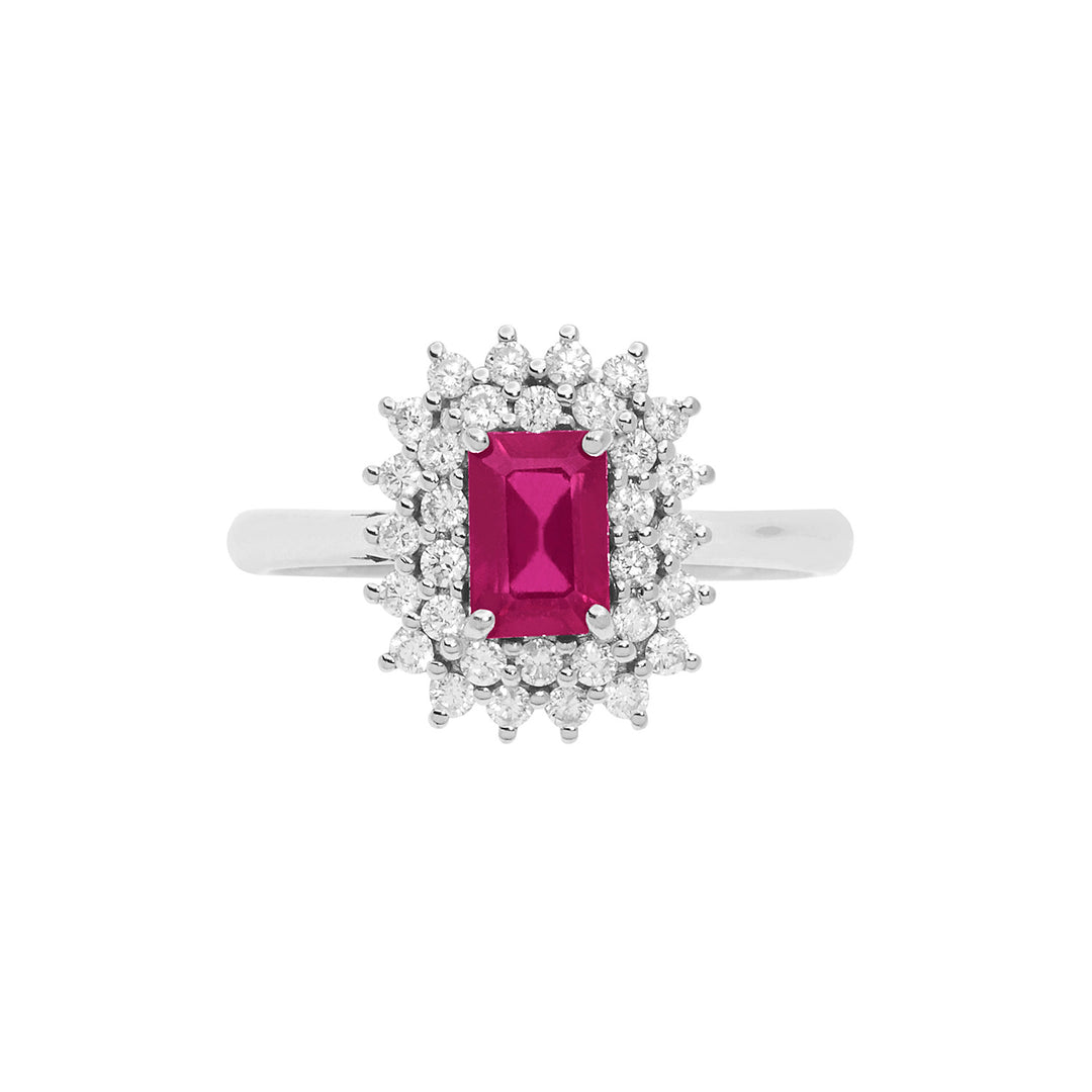 Comete Goldring mit Diamanten und achteckigem Rubin ANB2624