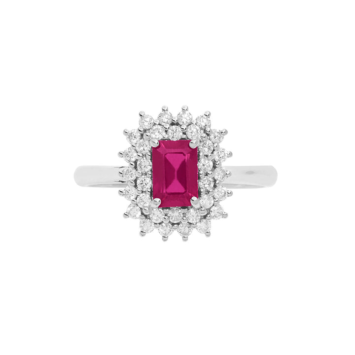 Comete Goldring mit Diamanten und achteckigem Rubin ANB2624