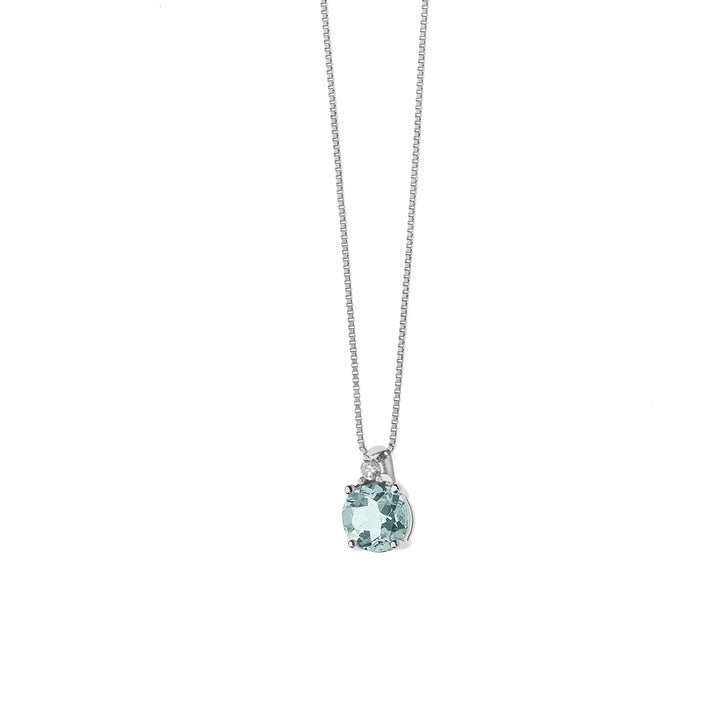 Runde Comete-Halskette aus Gold, Diamanten und Aquamarin GLQ264
