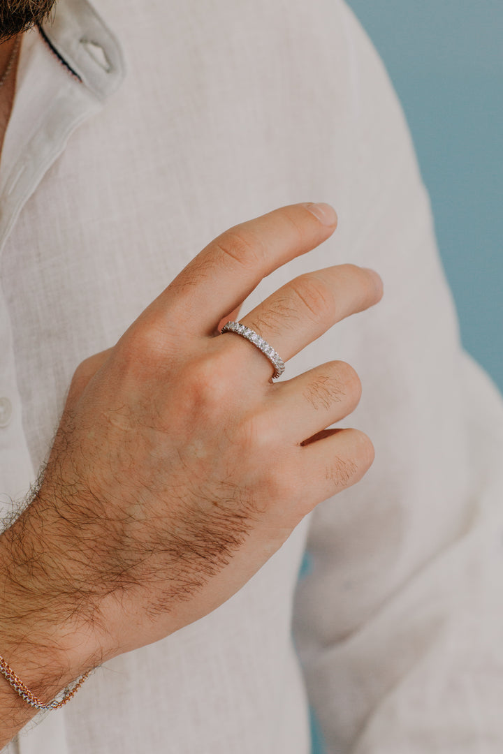 Comete-ring in zilver en witte zirkonen UAN122L