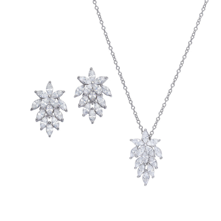 Comete ketting en oorbellen in witte zirkonen 925‰ zilver KIT262210