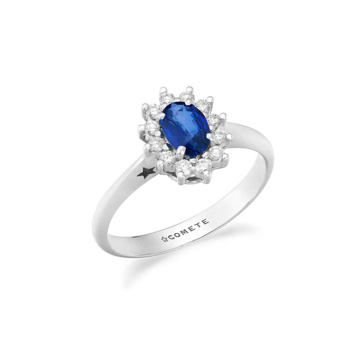 Comete Bague en or blanc avec diamants et saphir ovale ANB2744