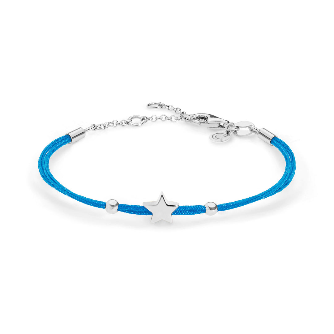 Comete Star armband in zilver met blauw koord BRA159