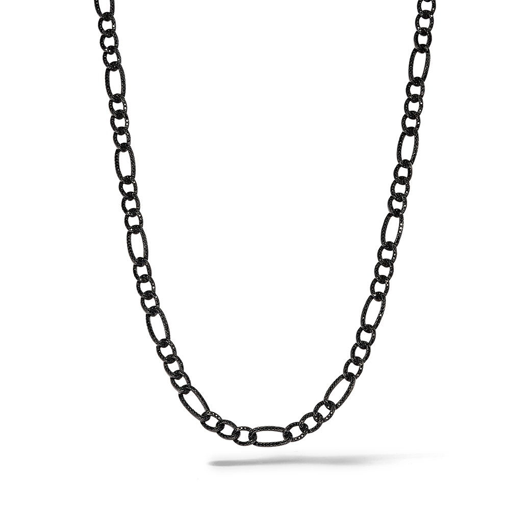 Comete-Halskette aus 925‰ Rutheniumsilber, schwarze Zirkone UGL765