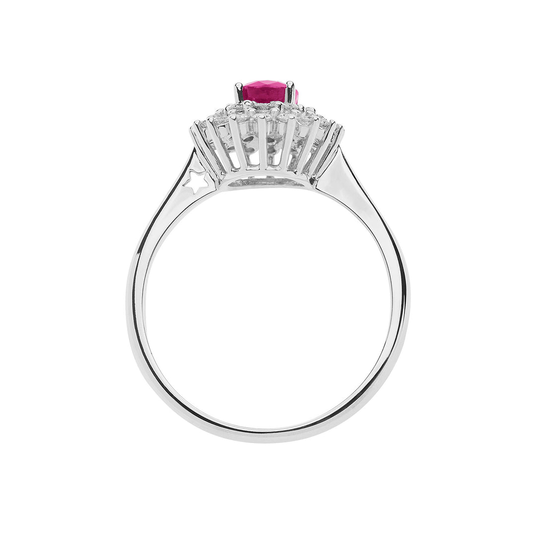 Comete-ring in goud, diamanten en ovale robijn ANB2622