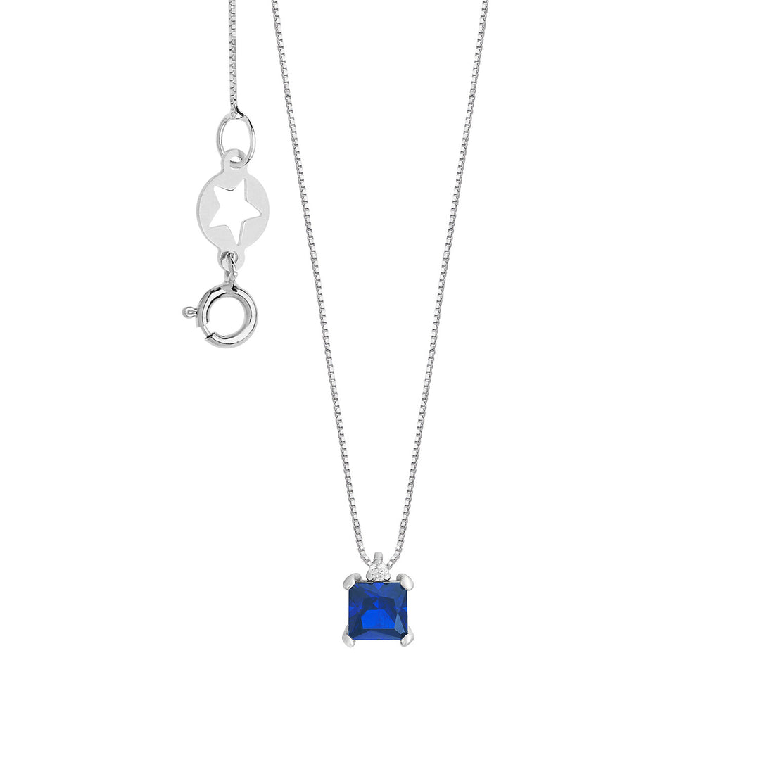 Comete ketting in wit goud, diamanten en blauwe saffier GLB1679