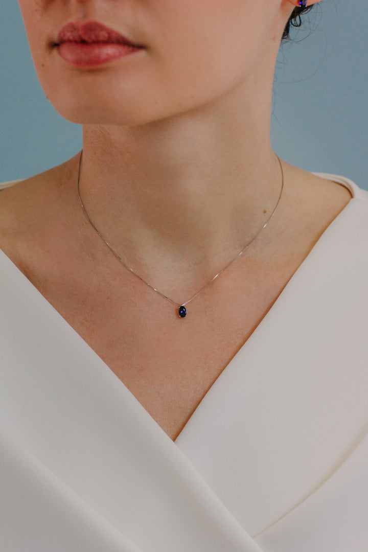 Comete ketting in goud en ovale saffier GLB1618
