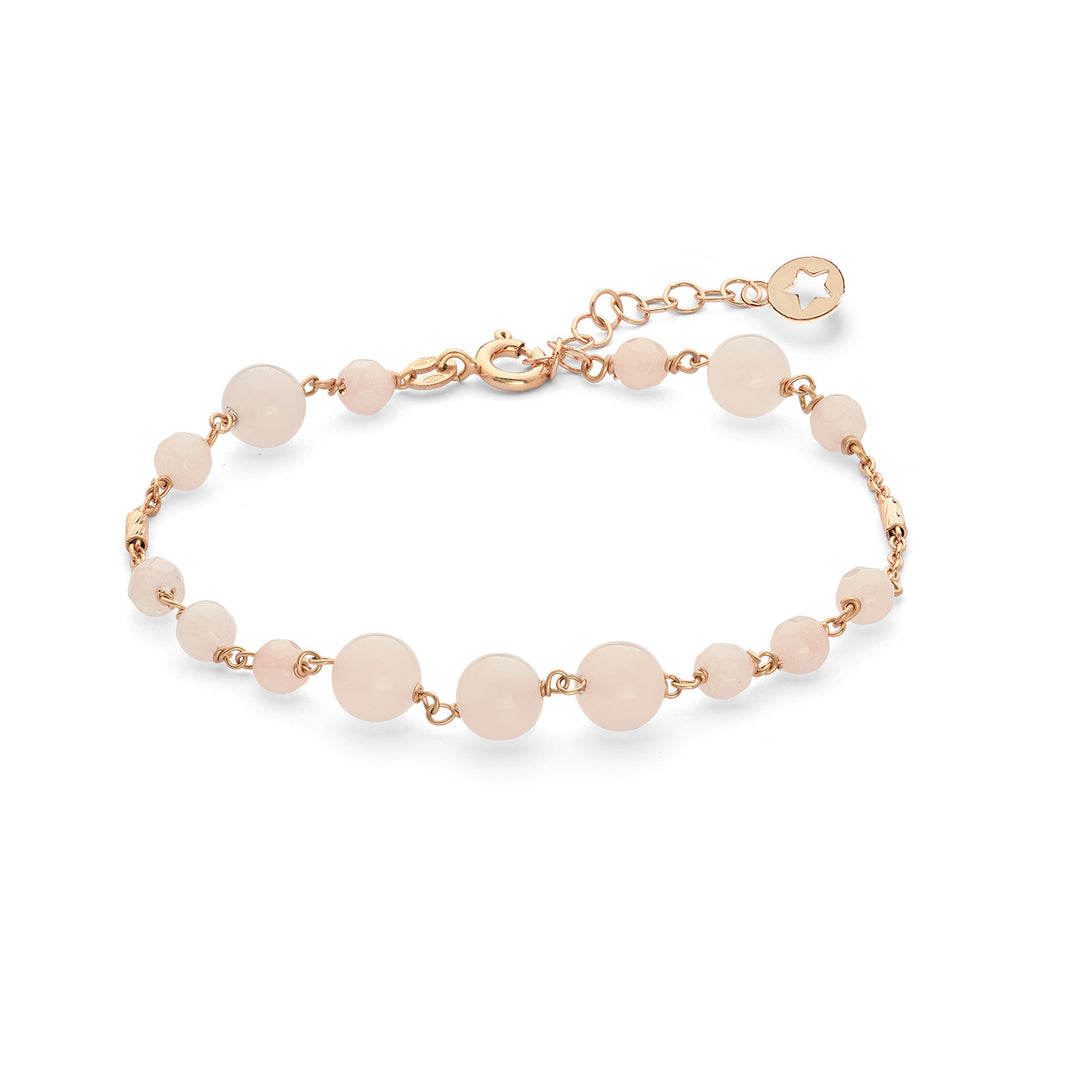 Comete armband 925‰ zilver met rozenkwarts en gekleurde jade BRA277