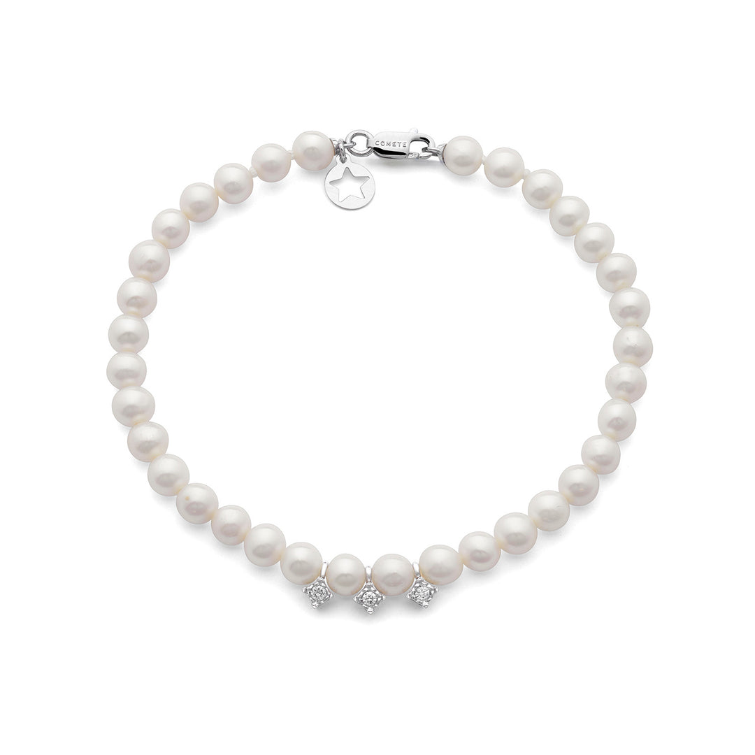 Comete-armband in goud en parels met witte diamanten BRQ369