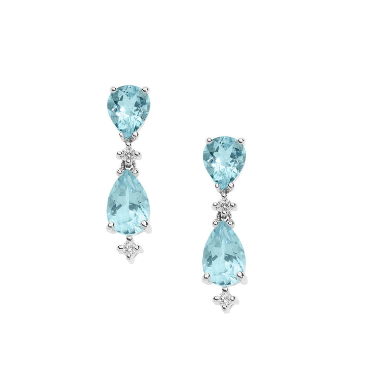 Comete-Goldohrringe mit Diamanten und Aquamarin-Tropfen ORQ262