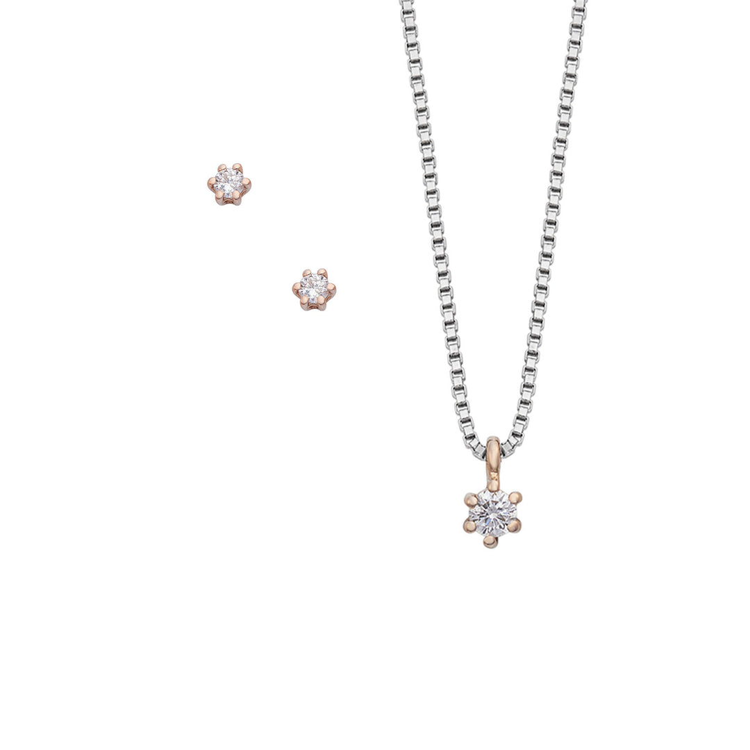Comete choker en oorbellen in 750‰ wit- en roségoud en diamanten KIT16501097
