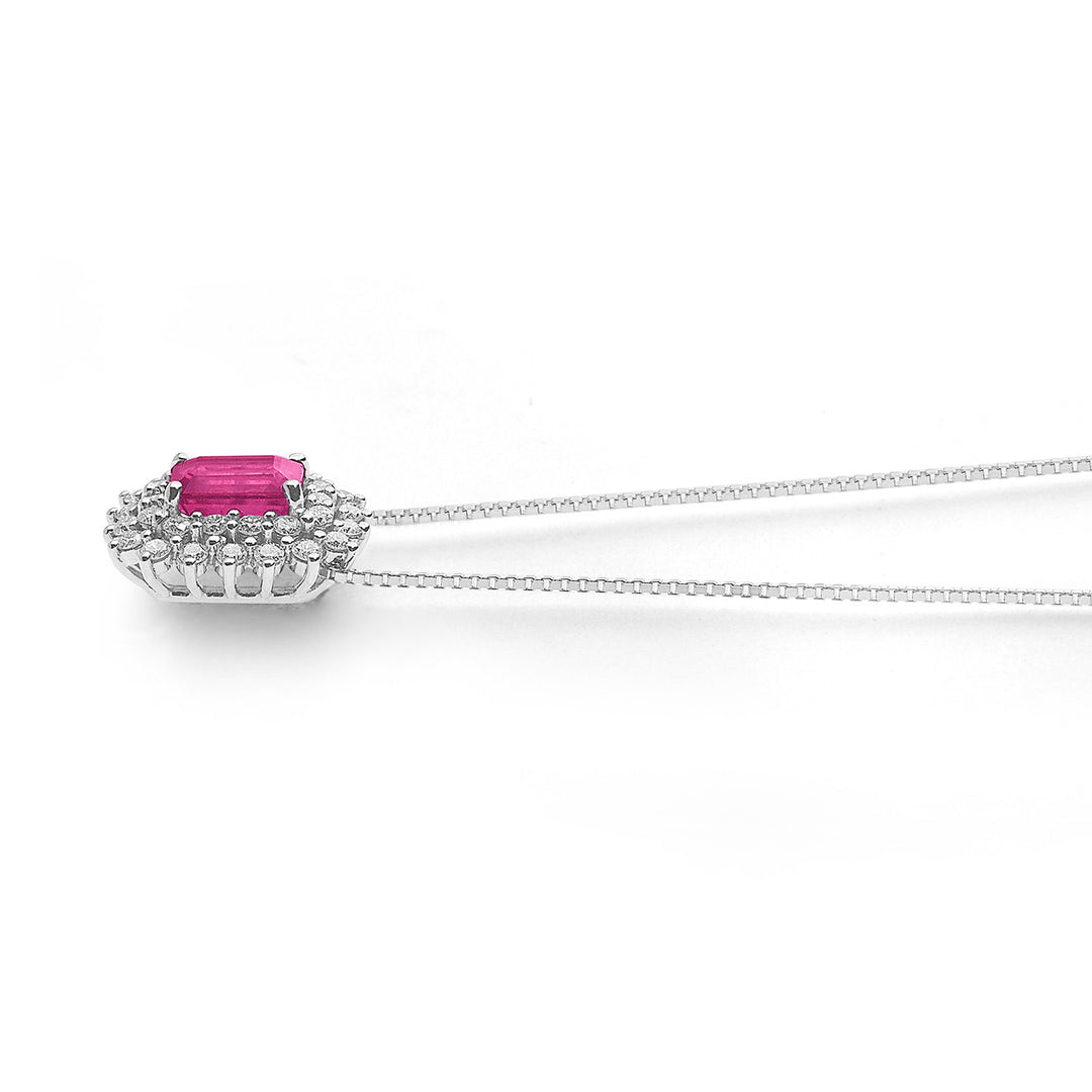 Comete-Halskette aus Gold, Diamanten und achteckigem Rubin GLB1604