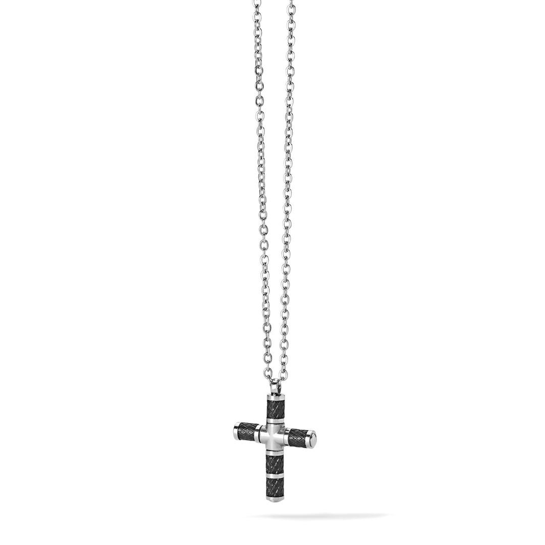 Comete-Kreuz-Halskette aus Stahl und schwarzem PVD UGL681