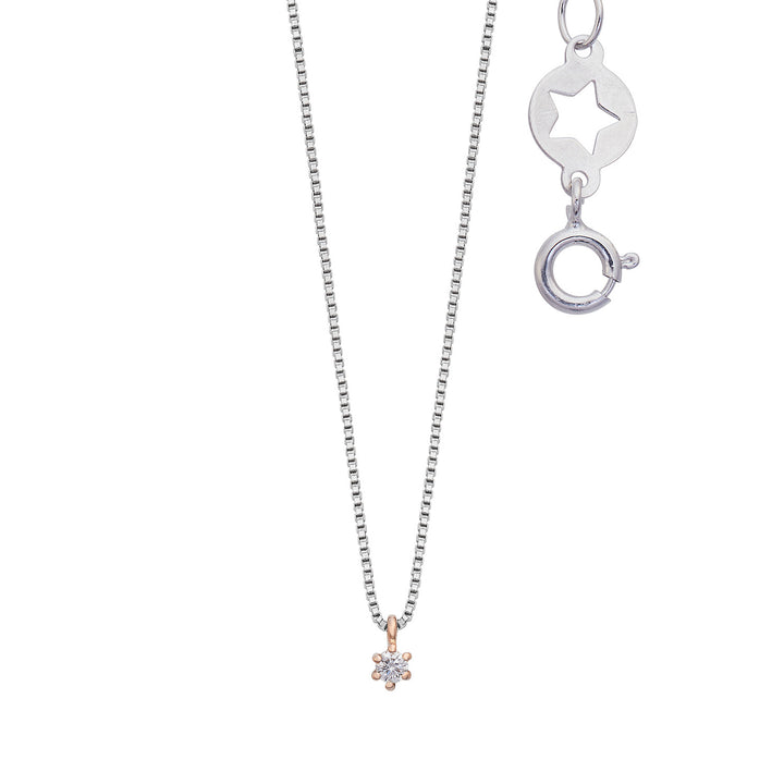 Comete-halsketting in 750‰ wit- en roségoud en GLB1650-diamanten