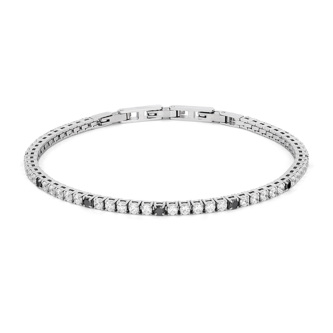 Tennis Comete en Acier avec Zircons blancs et noirs UBR1299