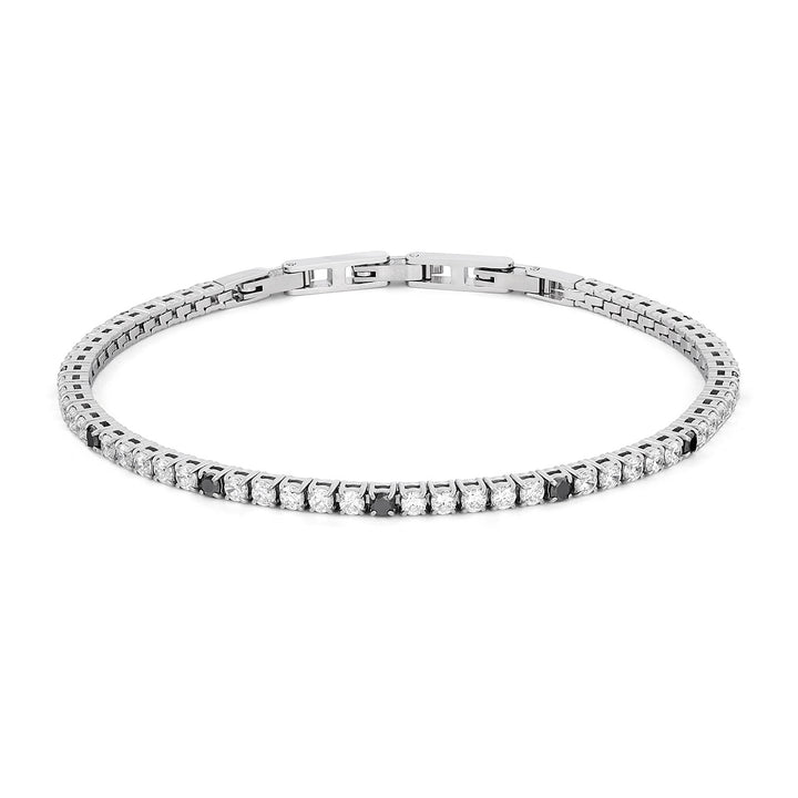 Tennis Comete en Acier avec Zircons blancs et noirs UBR1299