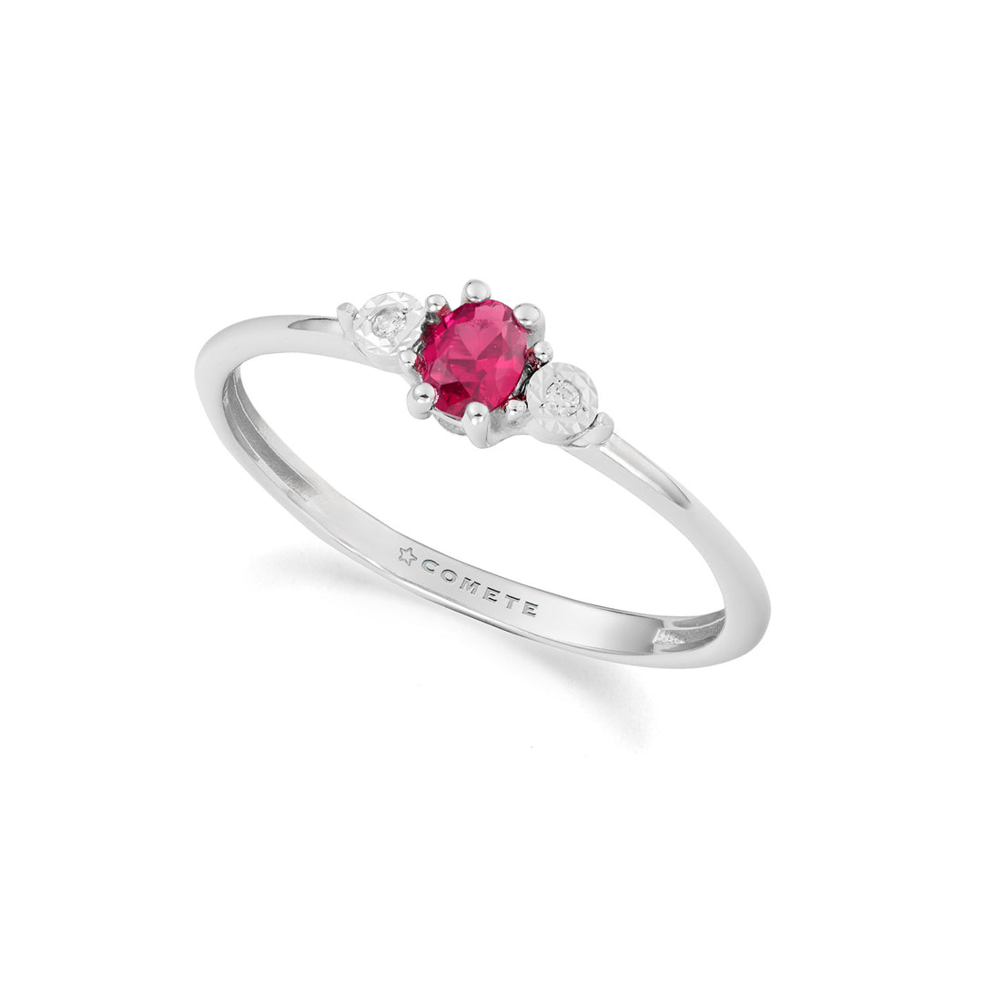 Bague Comète en or blanc, diamants et rubis recristallisé KANB1910