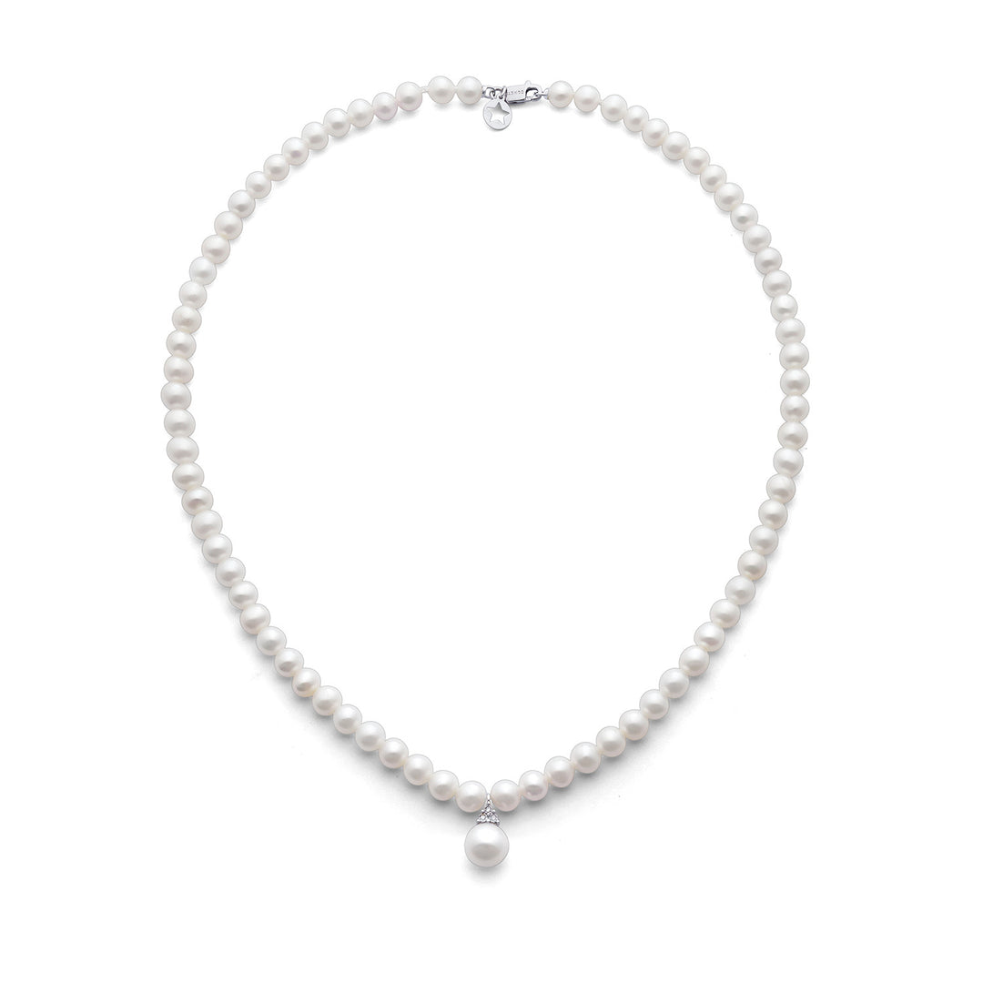 Comete choker ketting met parels in 750 ‰ goud en diamanten FWQ376