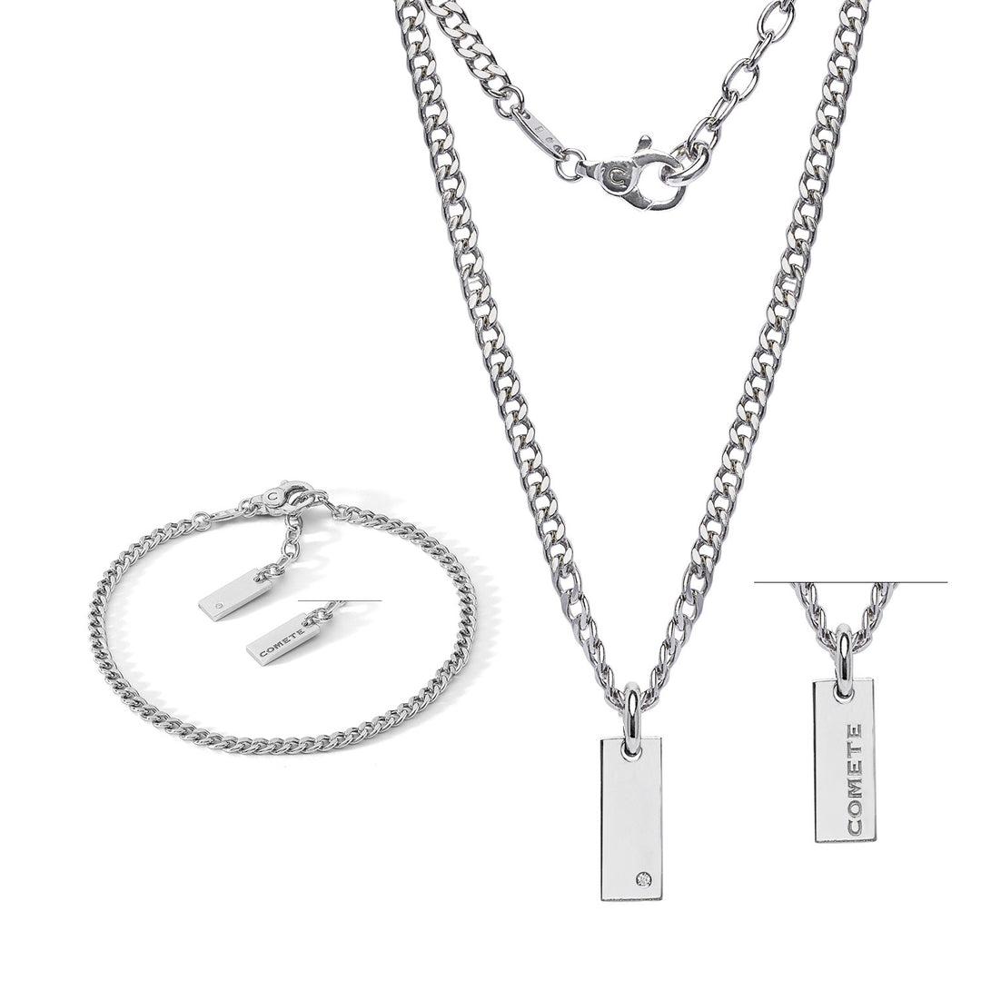 Comete armband en ketting zilver en witte diamant KIT7481256