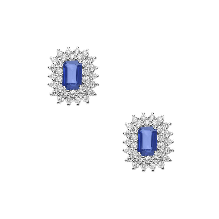 Comete-Goldohrringe mit achteckigen Diamanten und Saphiren ORB1058
