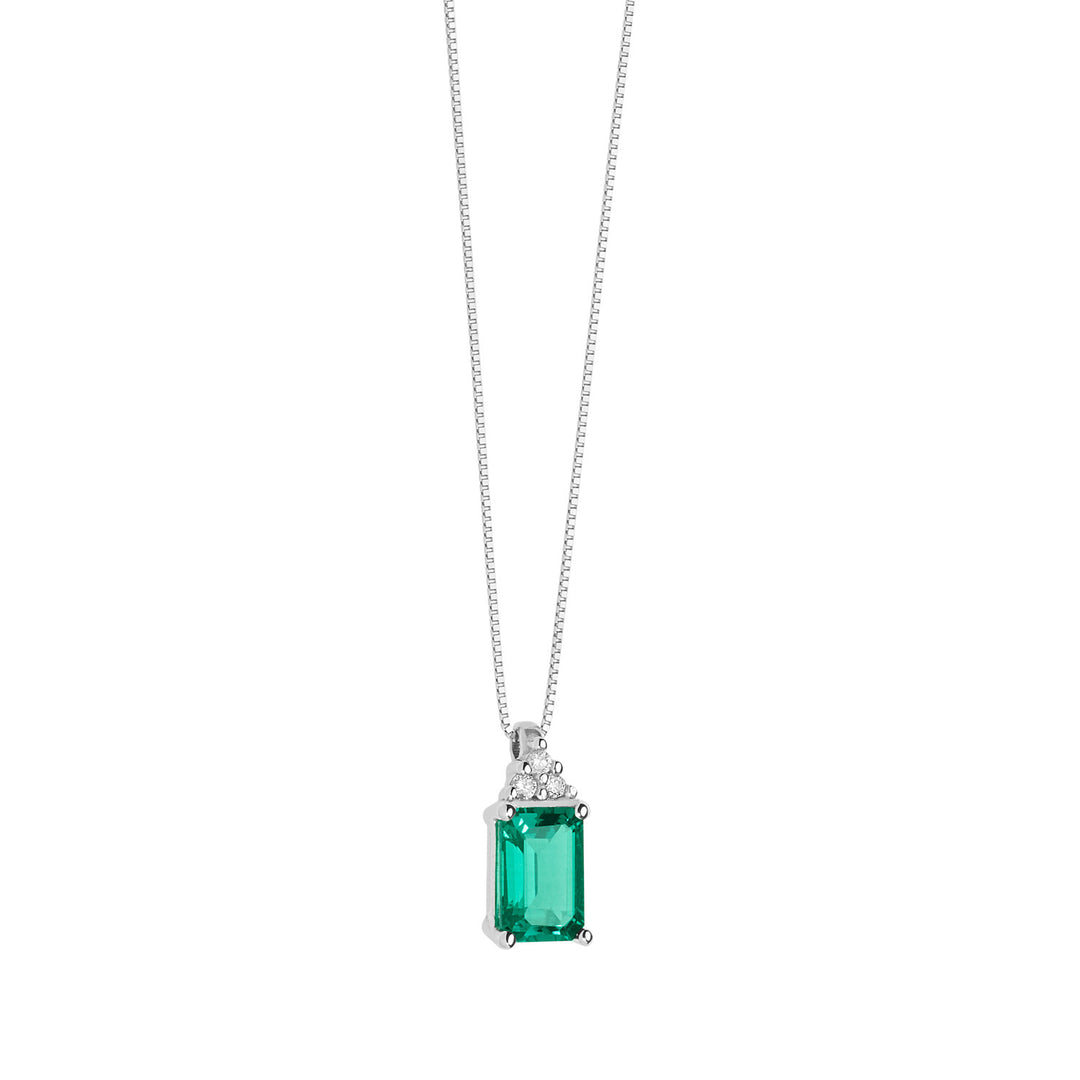 Comete ketting in goud, diamanten en achthoekige smaragd GLB1438