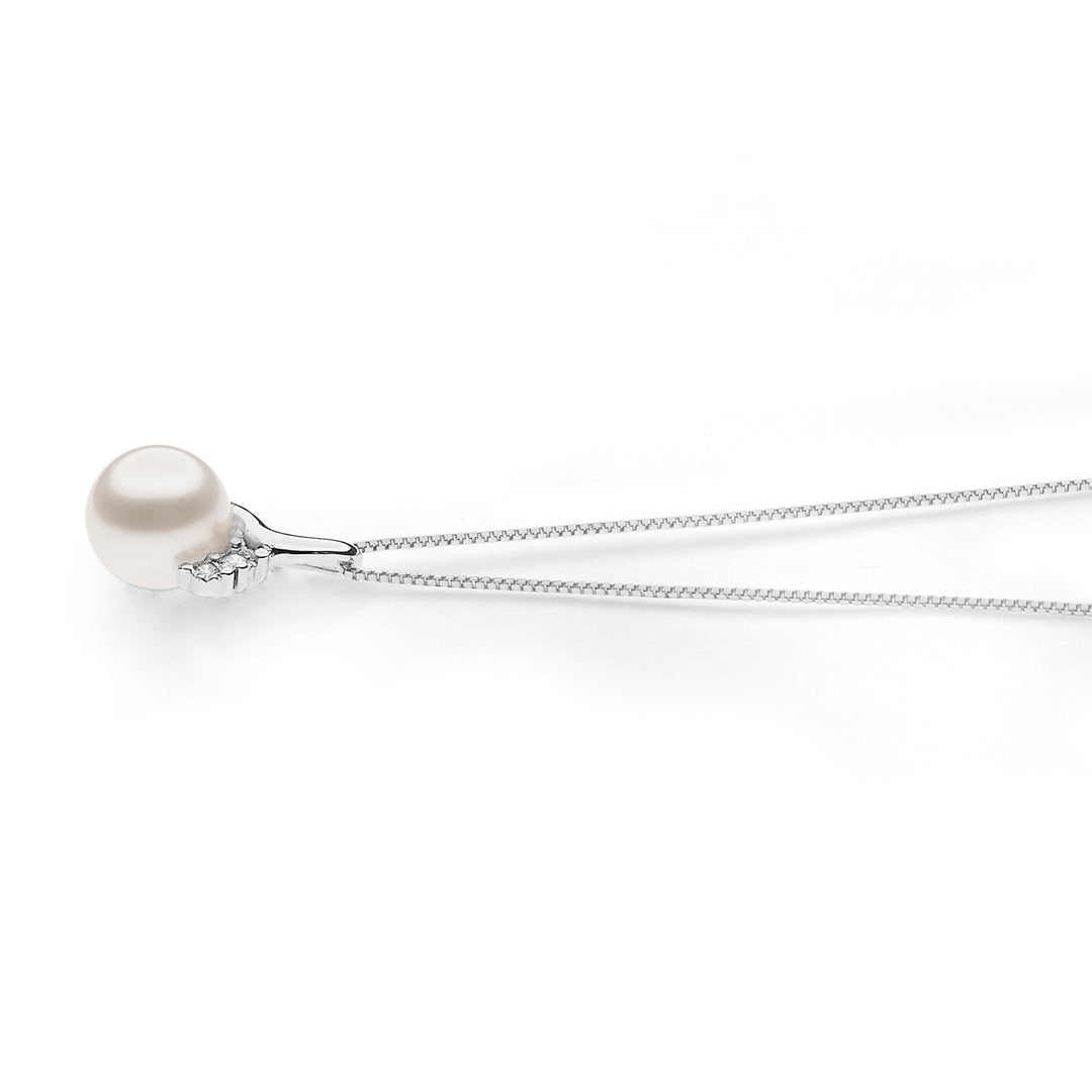 Comete Goldhalskette mit Perlen und Diamanten GLP610