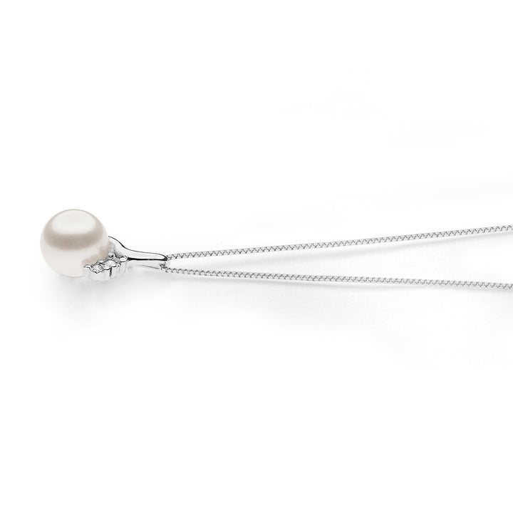 Comete Goldhalskette mit Perlen und Diamanten GLP610