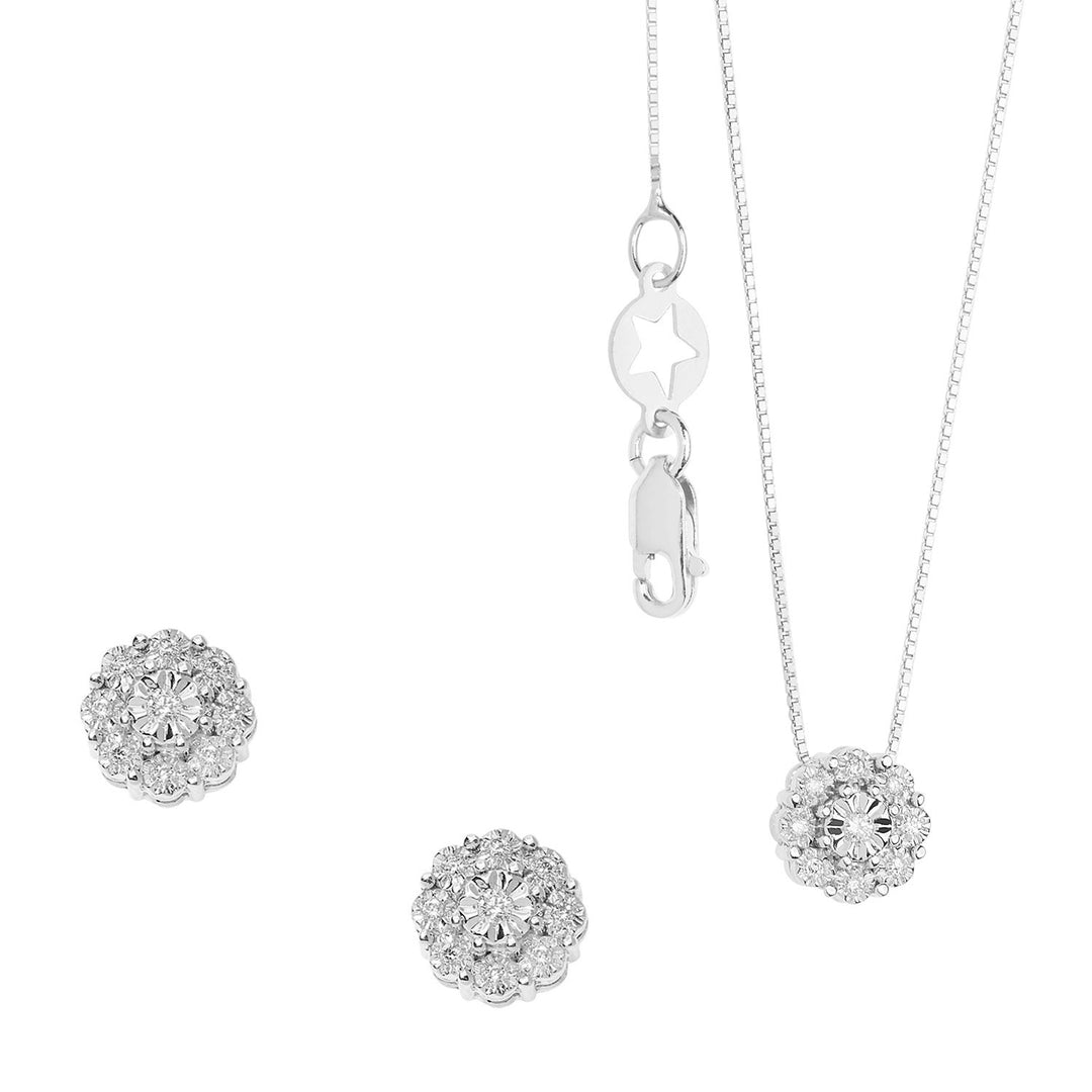 Comete ketting en oorbellen in 750‰ witgoud. Witte diamanten KIT16241075