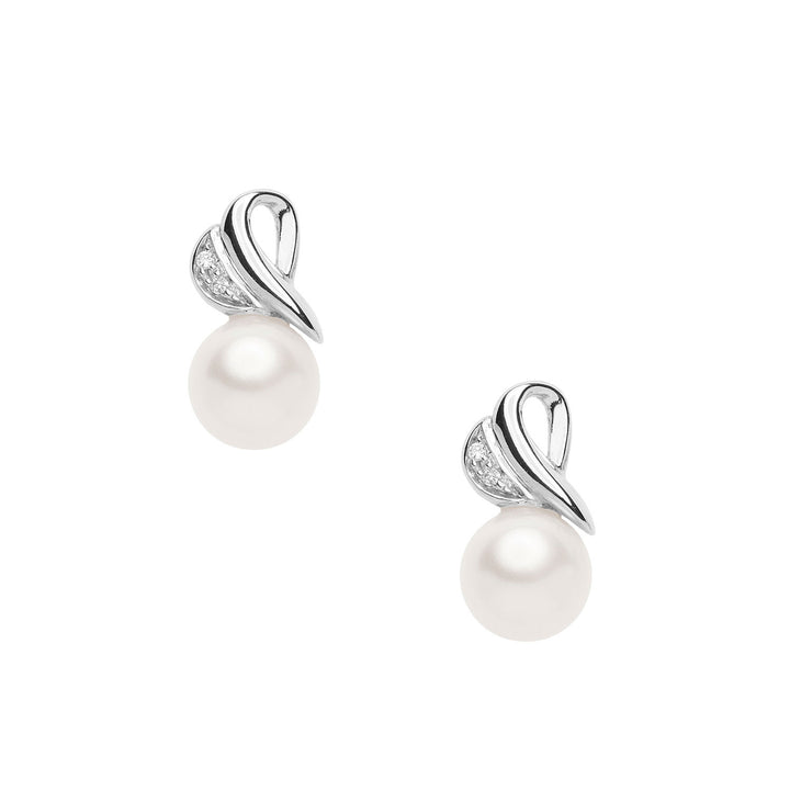 Comete pareloorbellen met diamanten in witgouden hart ORP761