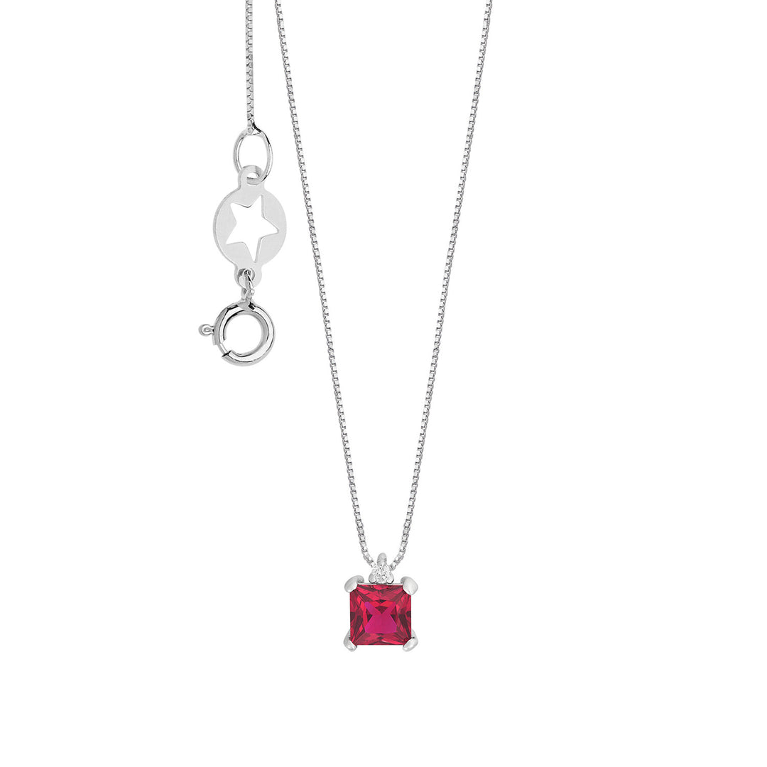 Comete-Halskette aus Weißgold mit Diamanten und Rubinen GLB1680