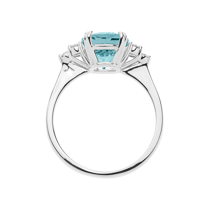 Comete Goldring mit Diamanten und Aquamarin Oval ANQ336