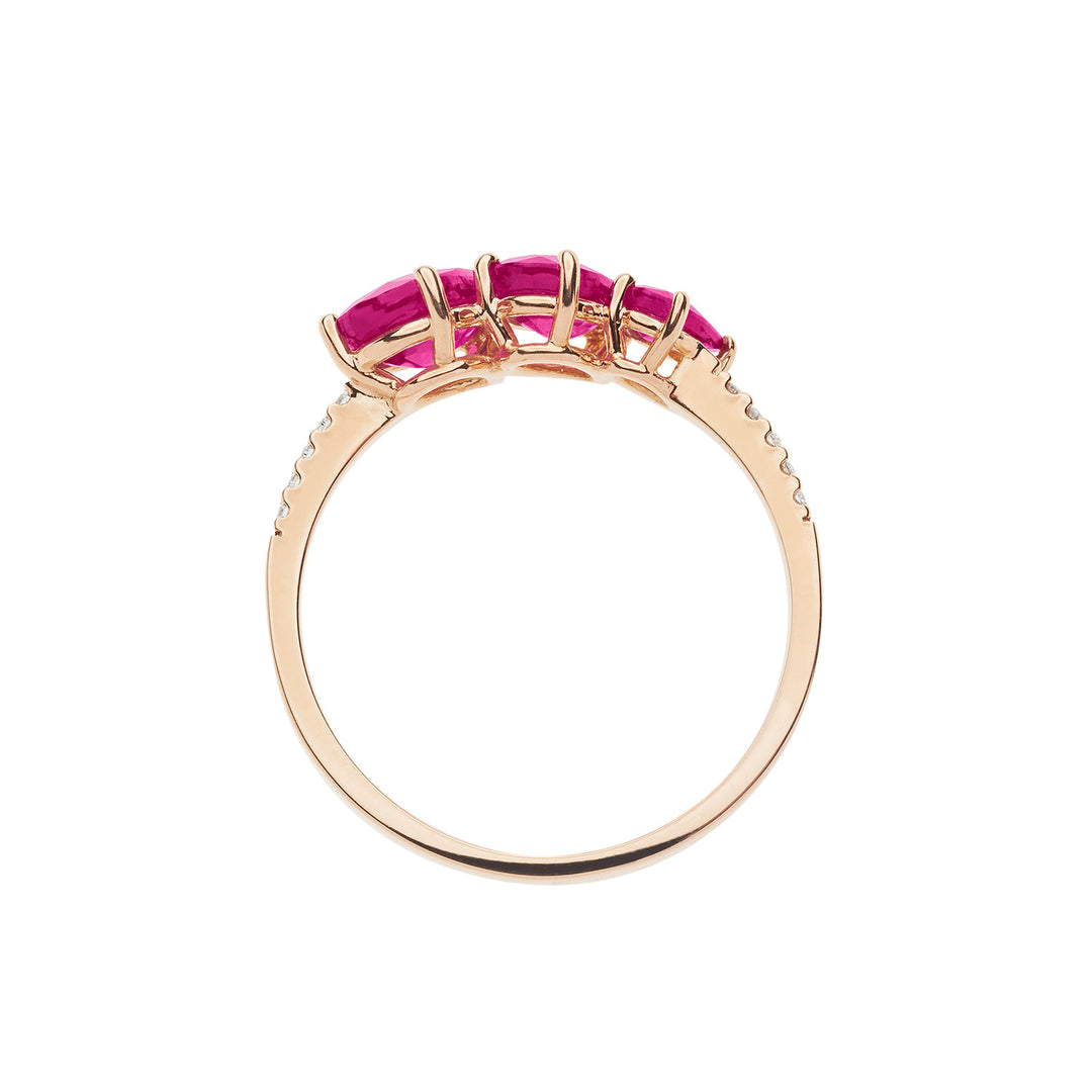 Comete-Ring aus Roségold mit Diamant- und Rubintropfen ANB2638
