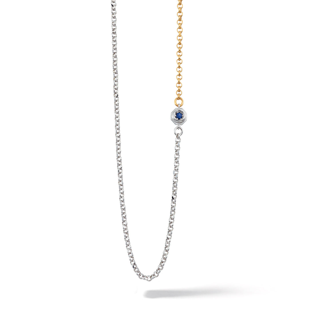 Comete ketting in dubbel, wit en geel zilver UGL712