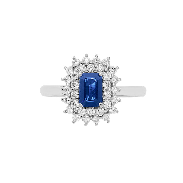 Comete gouden ring met diamanten en achthoekige saffier ANB 2623