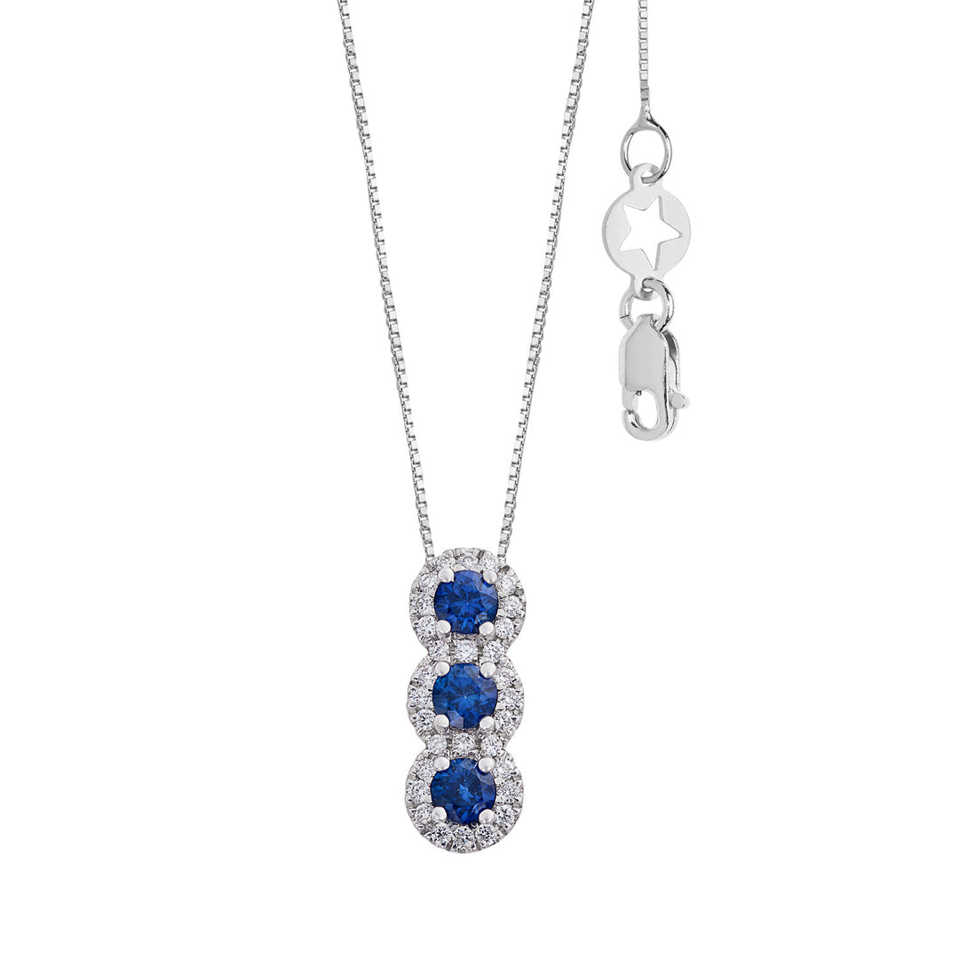 Comete-trilogieketting met saffieren in goud en witte diamanten GLB1694