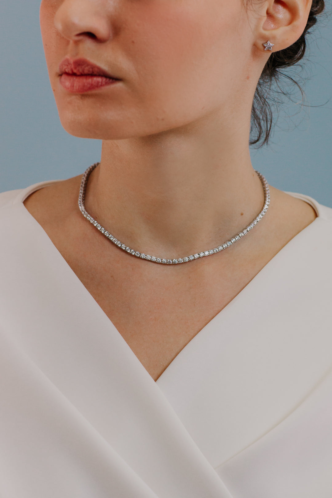 Comete Tennisketting in zilver en witte zirkonen GLA247M40
