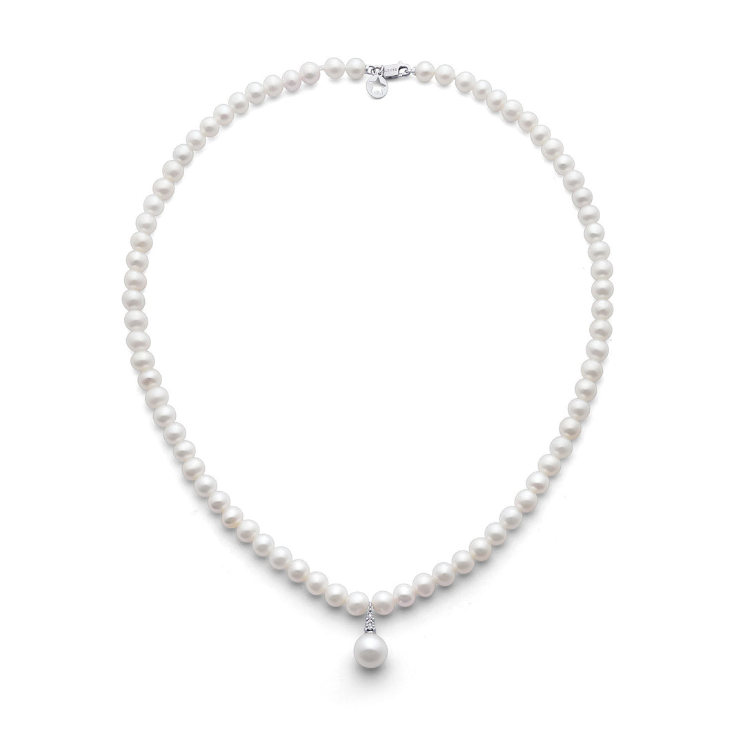 Comete Perlenkette aus Weißgold und Diamanten FWQ375