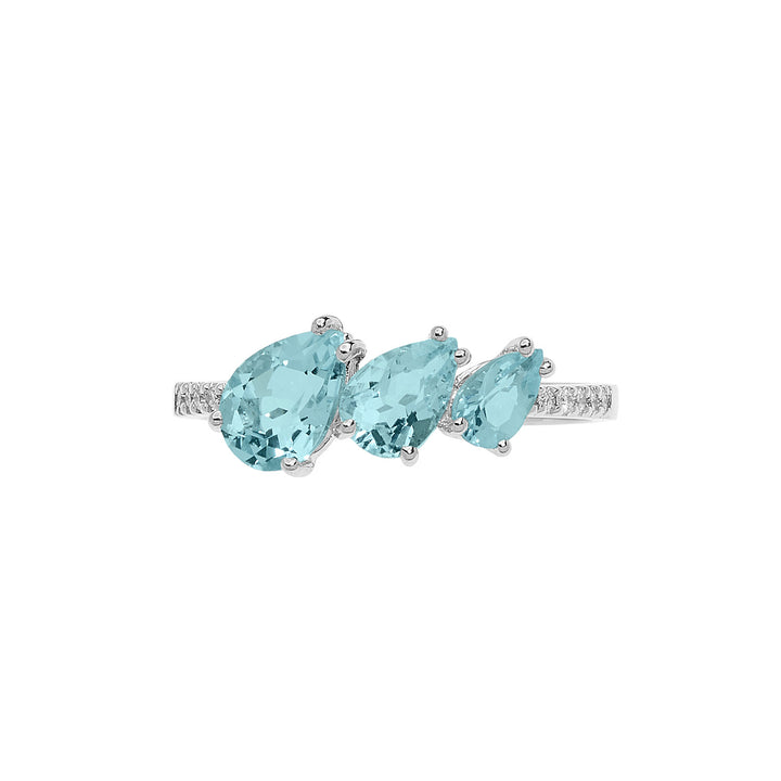 Comete-Goldring mit Diamanten und Aquamarin-Tropfen ANQ329