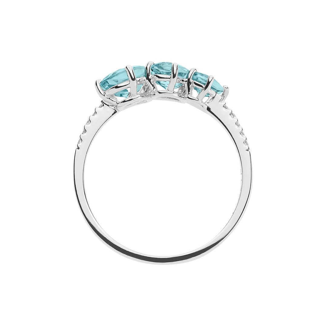 Comete-Goldring mit Diamanten und Aquamarin-Tropfen ANQ329