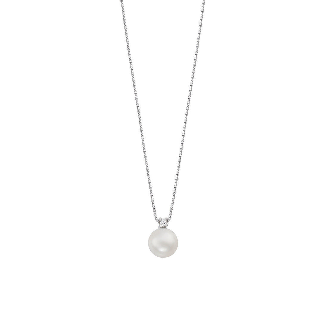 Comete ketting met parel in goud en diamant met veerketting GLP627