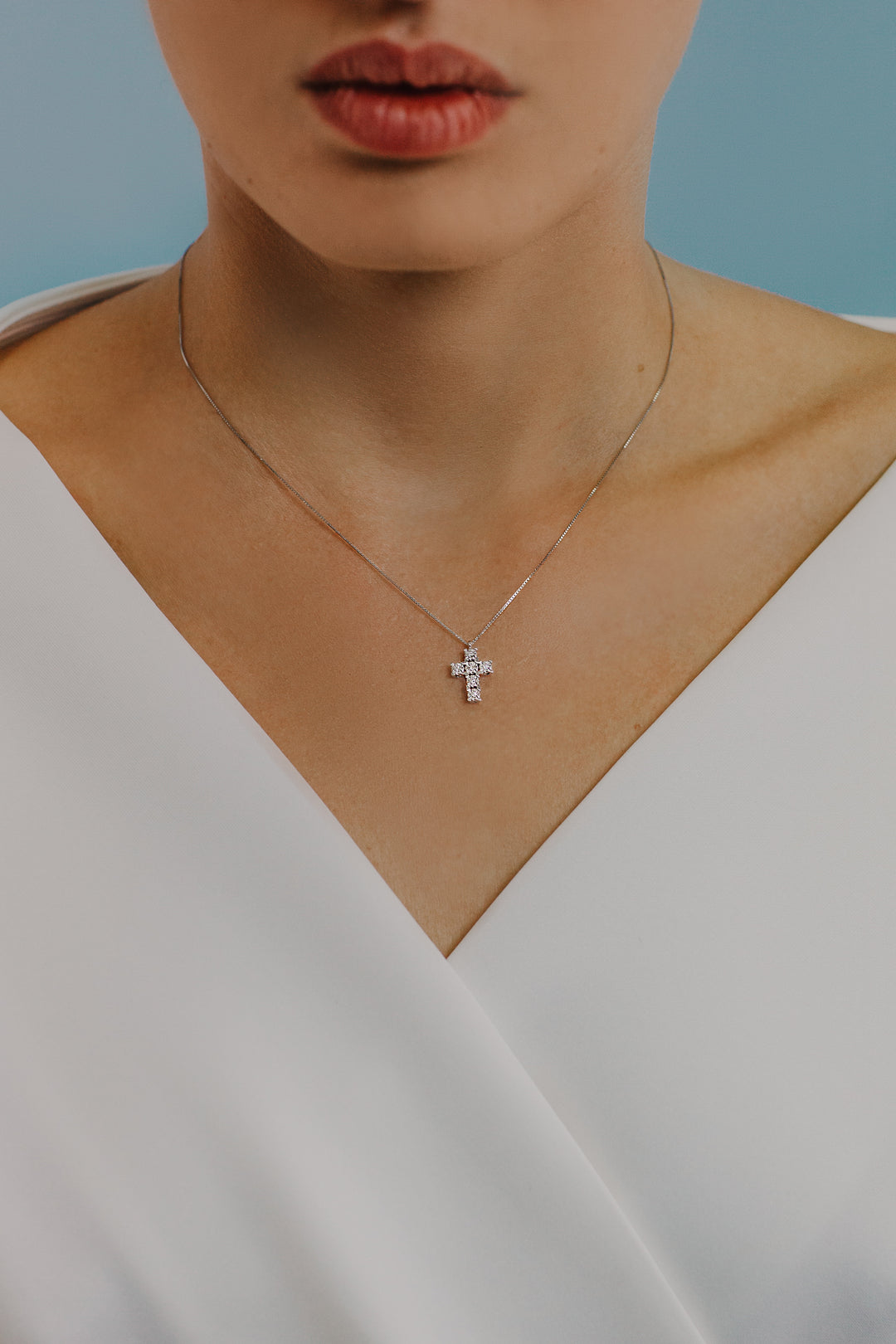 Comete gouden en diamanten kruisketting GLB1555