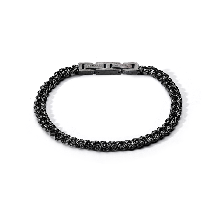 Comete-Armband aus 925‰ Rutheniumsilber, schwarzem PVD-Stahl, schwarzen Zirkonen UBR1291M17
