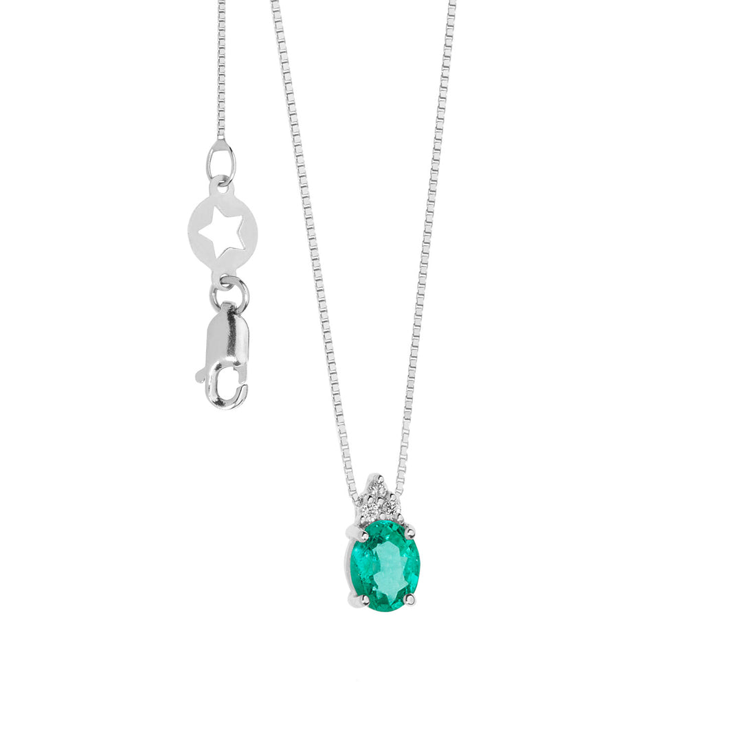 Collier Comete en or avec diamants et émeraude ovale GLB1572S3