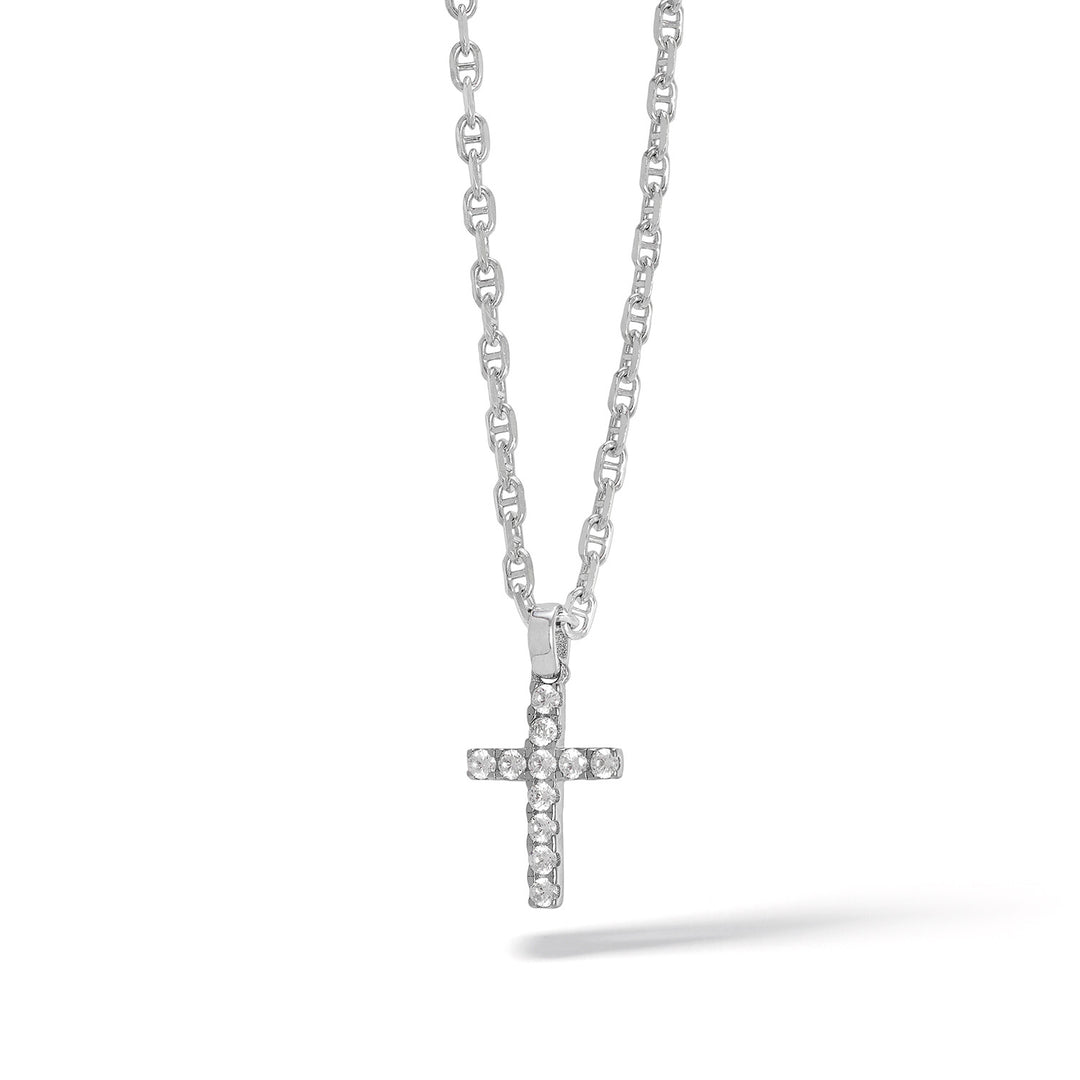 Comete Zilveren Kruisketting met witte zirkonia&